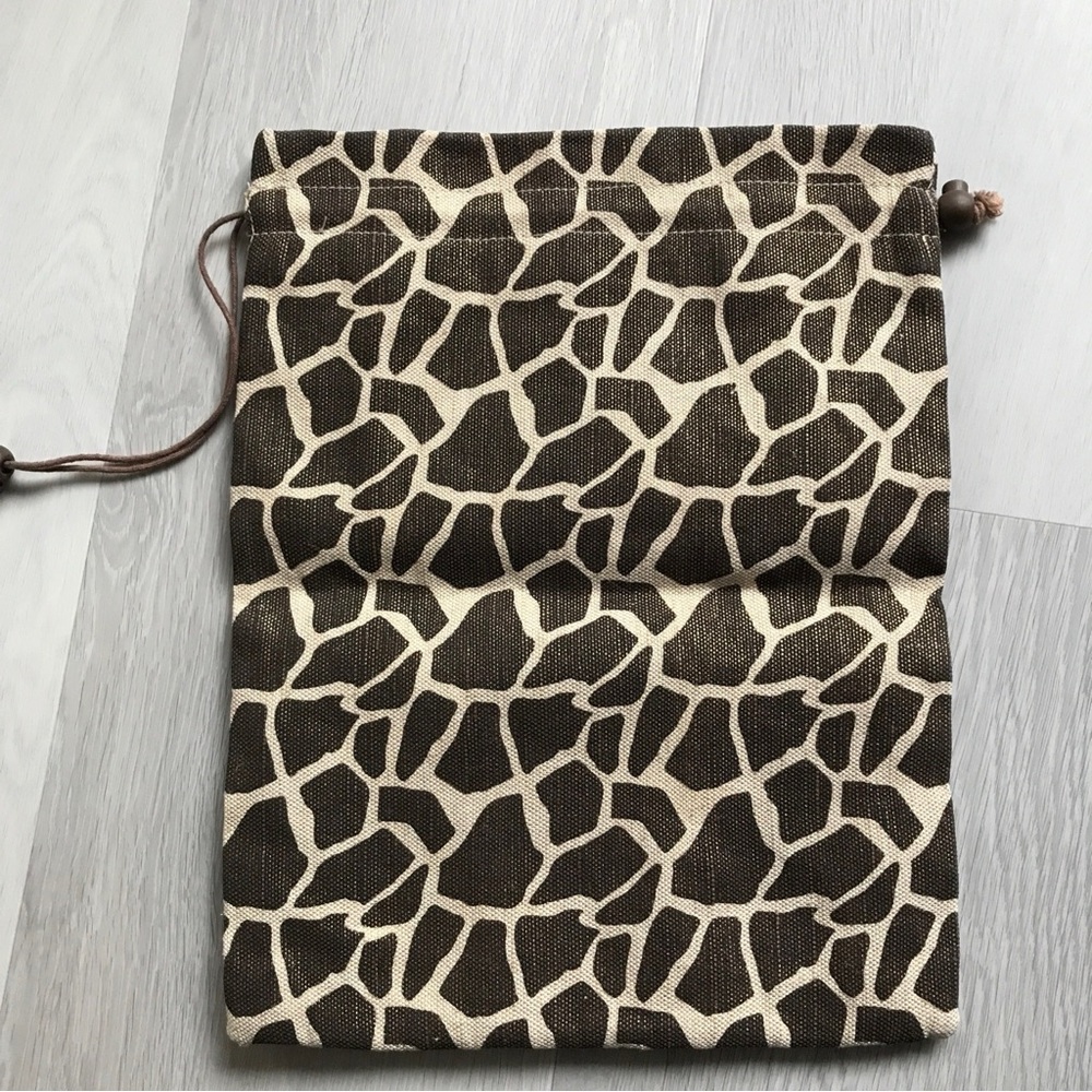 Amici Accessories Brown Giraffe Pattern Drawstrin… - image 1